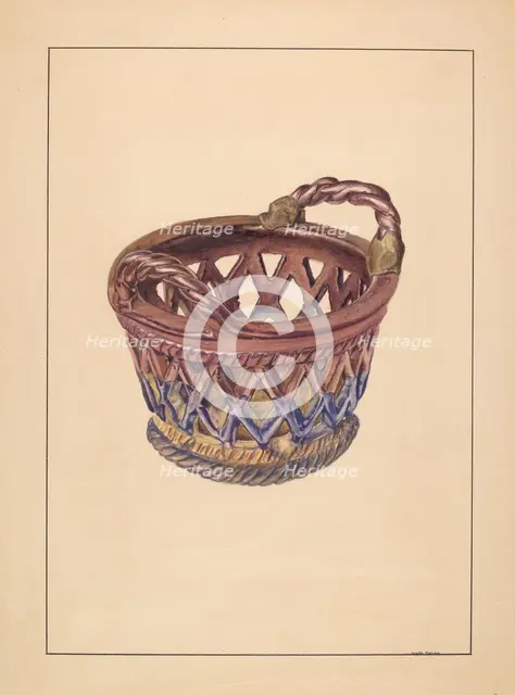 Pottery Basket, c. 1937. Creator: Angelo Bulone.