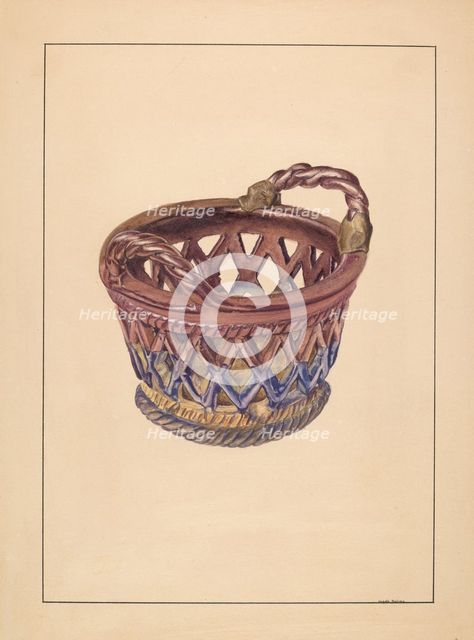 Pottery Basket, c. 1937. Creator: Angelo Bulone.