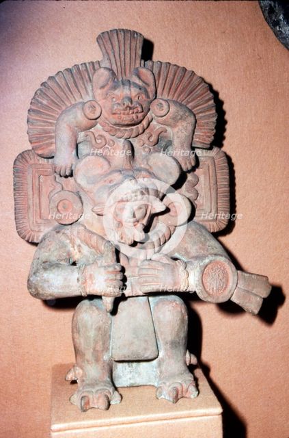 Pottery. Bat-God: pottery with red paint. Zapotec culture, Mexico, 300-900 AD. (A branch of Aztec cu Artist: Unknown.