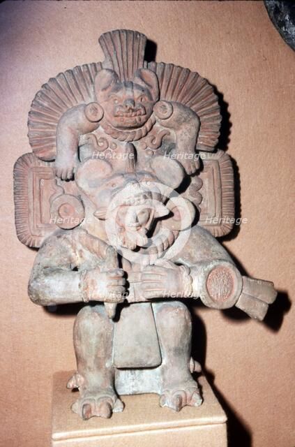 Pottery. Bat-God: pottery with red paint. Zapotec culture, Mexico, 300-900 AD. (A branch of Aztec cu Artist: Unknown.