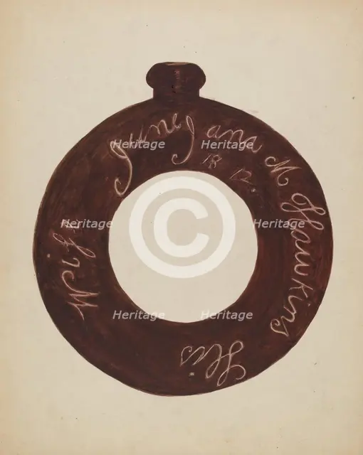 Pottery Bottle, c. 1936. Creator: Willoughby Ions.