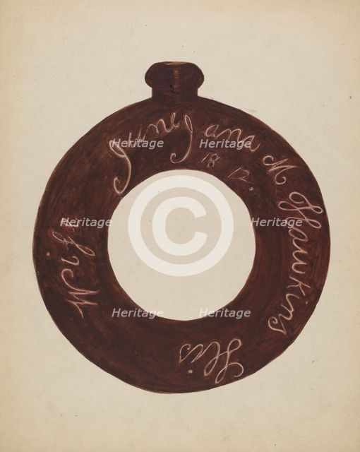 Pottery Bottle, c. 1936. Creator: Willoughby Ions.