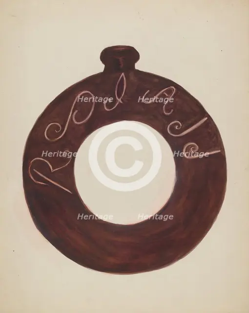 Pottery Bottle, c. 1936. Creator: Willoughby Ions.