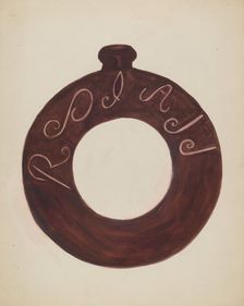 Pottery Bottle, c. 1936. Creator: Willoughby Ions