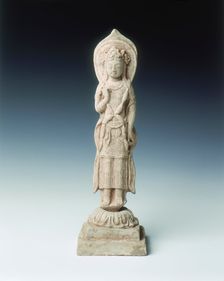 Pottery figure of Avalokitesvara, Northern Qi dynasty, China, 563. Creator: Unknown