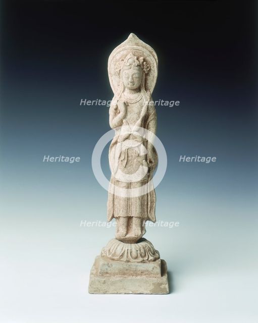 Pottery figure of Avalokitesvara, Northern Qi dynasty, China, 563.  Creator: Unknown.