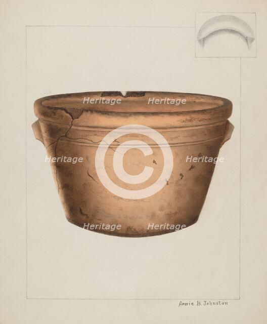 Pottery Flower Pot, c. 1937. Creator: Annie B Johnston.