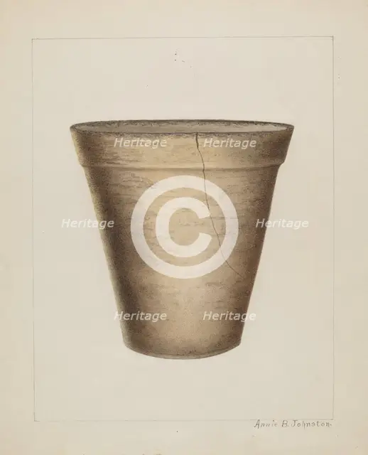 Pottery Flower Pot, c. 1937. Creator: Annie B Johnston.