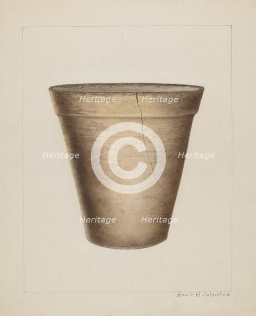 Pottery Flower Pot, c. 1937. Creator: Annie B Johnston.