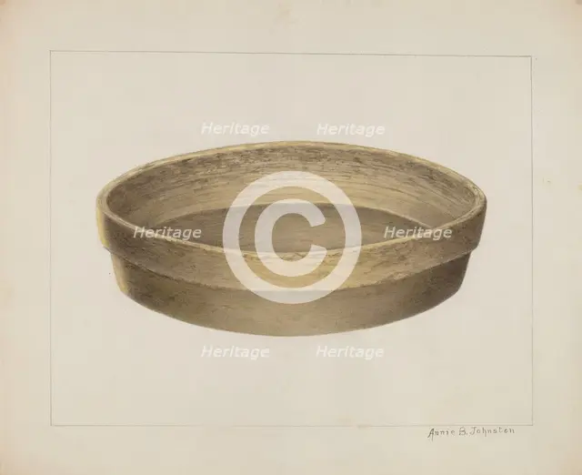 Pottery Flat Bowl, c. 1938. Creator: Annie B Johnston.