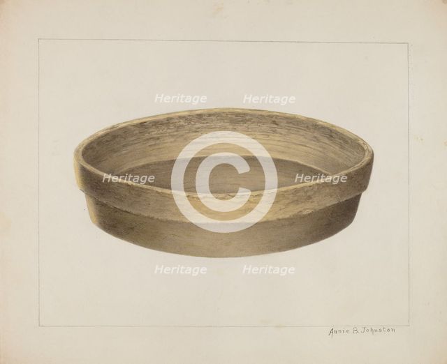 Pottery Flat Bowl, c. 1938. Creator: Annie B Johnston.