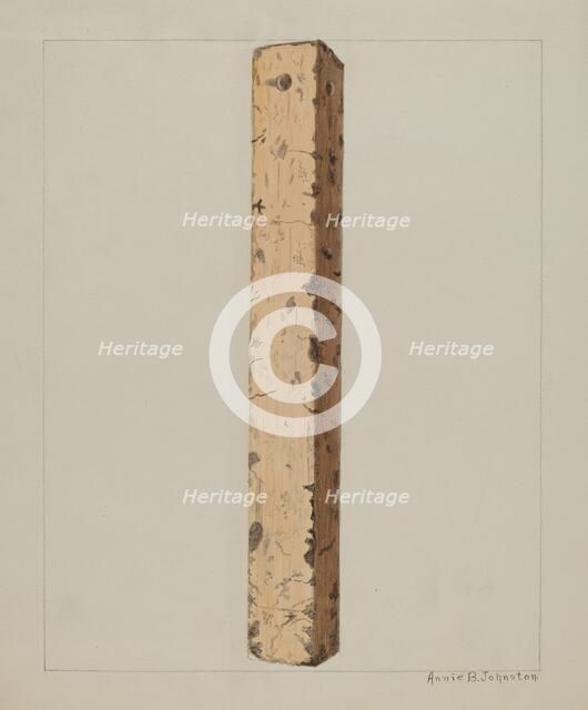 Pottery Grave Post, c. 1937. Creator: Annie B Johnston.