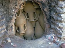 Pottery in a kiln before firing in Tunisia