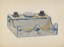 Pottery Ink Stand, c. 1936. Creator: John Jordan
