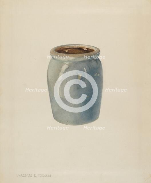 Pottery Jam Jar, c. 1938. Creator: Magnus S. Fossum.