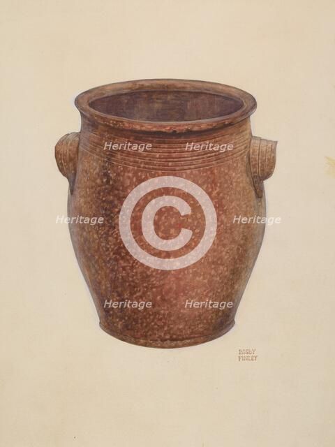 Pottery Jar, c. 1939. Creator: Bisby Finley.