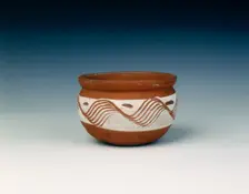 Pottery jar with combed white slip band, Late Neolithic, China, c1700-1500 BC. Creator: Unknown