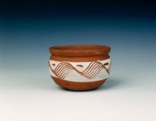 Pottery jar with combed white slip band, Late Neolithic, China, c1700-1500 BC. Creator: Unknown