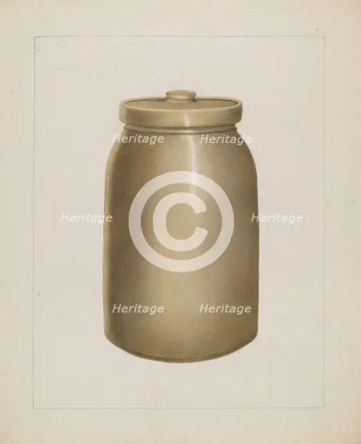 Pottery Jar with Lid, c. 1938. Creator: Annie B Johnston.