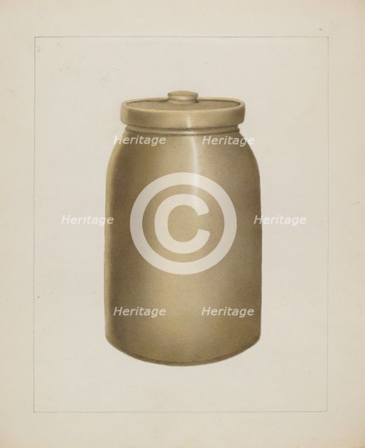 Pottery Jar with Lid, c. 1938. Creator: Annie B Johnston.