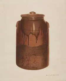 Pottery Jar with Lid, c. 1938. Creator: Annie B Johnston