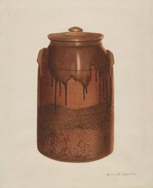 Pottery Jar with Lid, c. 1938. Creator: Annie B Johnston