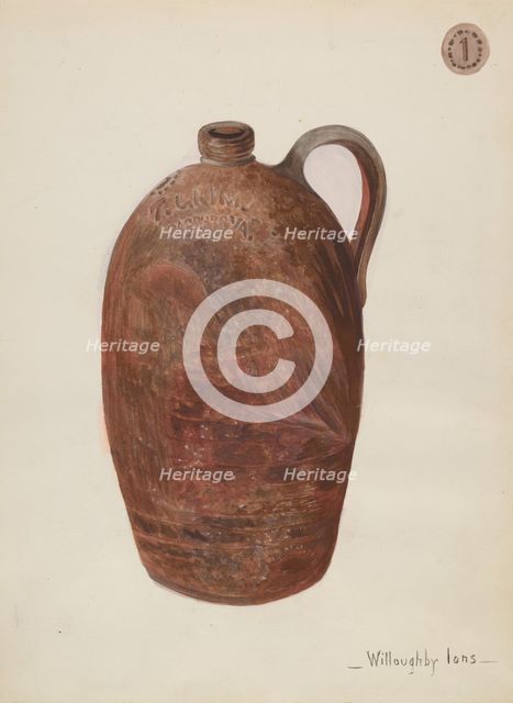 Pottery Jug, c. 1936. Creator: Willoughby Ions.