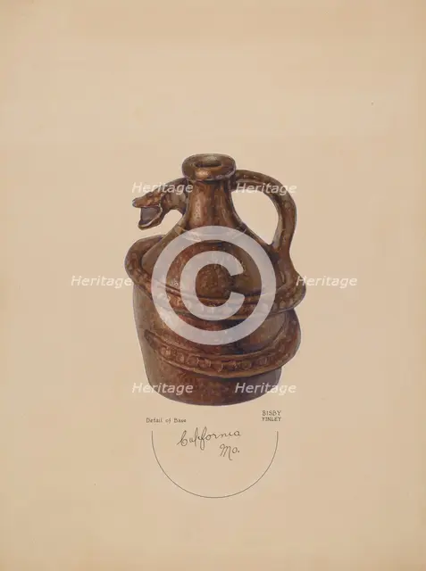 Pottery Jug, c. 1938. Creator: Bisby Finley.