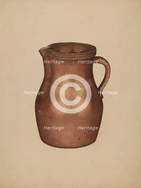 Pottery Jug, c. 1940. Creator: Gerald Scalise.