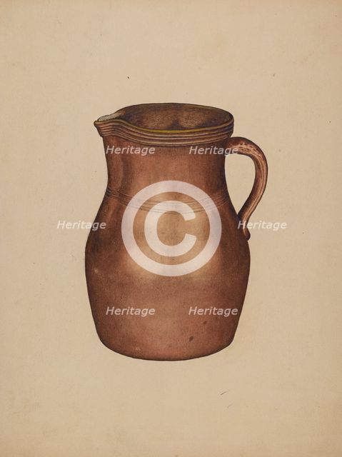 Pottery Jug, c. 1940. Creator: Gerald Scalise.