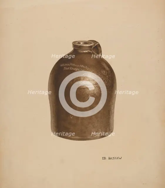 Pottery Milk Jug, c. 1934. Creator: Edward Bashaw.