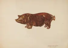 Pottery Pig Bottle, c. 1943. Creator: Eugene W. Davis