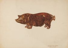 Pottery Pig Bottle, c. 1943. Creator: Eugene W. Davis