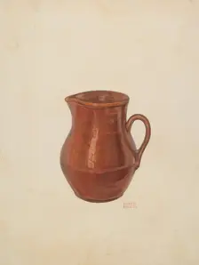 Pottery Pitcher, 1939. Creator: Bisby Finley