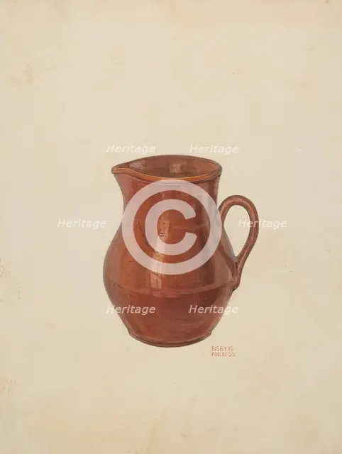 Pottery Pitcher, 1939. Creator: Bisby Finley.