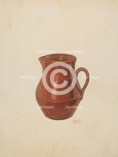 Pottery Pitcher, 1939. Creator: Bisby Finley.