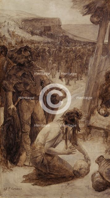 Pottery, sketch for the amphitheatre of palaeontology at the Museum of Natural History Paris, 1897. Creator: Fernand Cormon.