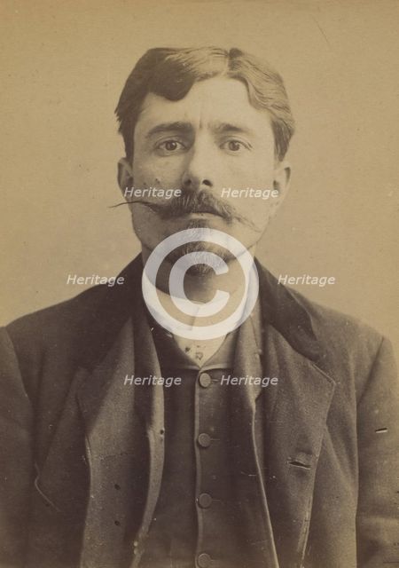 Pouget. émile, Jean, Joseph. 31 ans, né le 12/10/60 à Rodez (Aveyron). Publiciste. Anarchi..., 1892. Creator: Alphonse Bertillon.