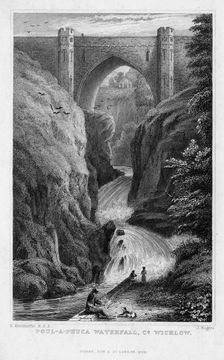 Poul a Phuca Waterfall, County Wicklow, 1829.Artist: J Rogers