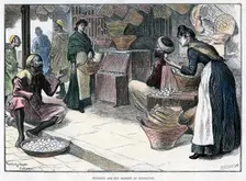 Poultry and egg market in Gibraltar, c1880.Artist: P Naumann
