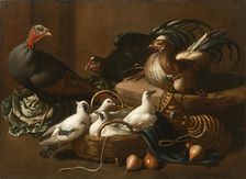 Poultry in the Kitchen, Mid of 17th cen.. Creator: Kerckhoven (Giacomo da Castello), Jacob van der (1636/37-after 1712)