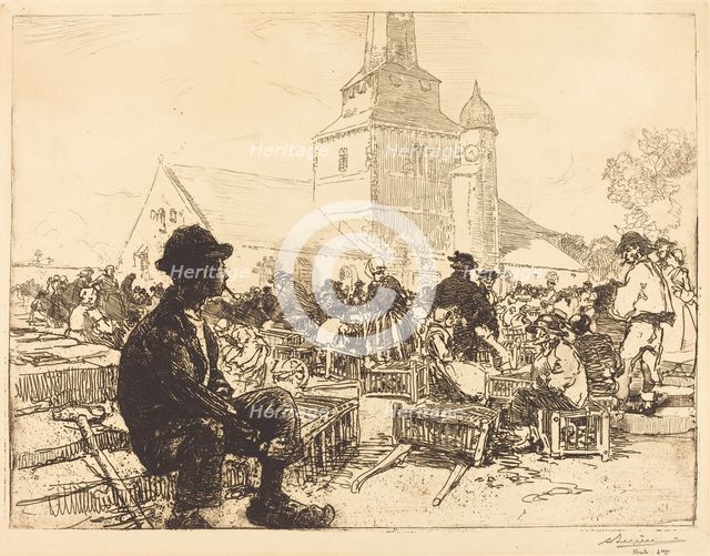 Poultry Market at St.-Jean-de-Mont (Marche a la volaille, a St.-Jean-de-Mont), 1892. Creator: Auguste Lepere.
