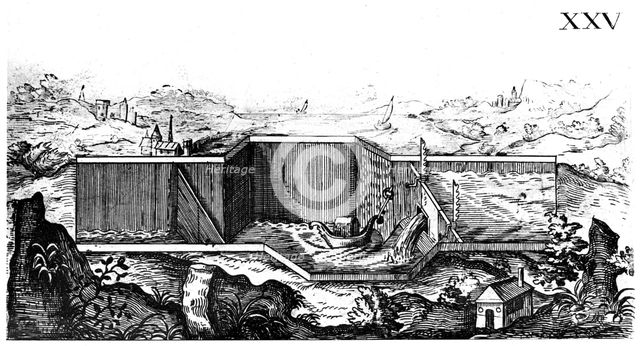 Pound lock, 1664.  Creator: Unknown.