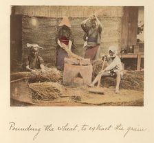 Pounding the Wheat to Extract the Grain, about 1873-1883. Creator: Shinichi Suzuki I