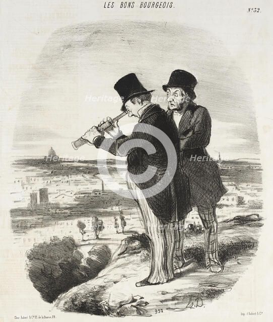 Pour une belle vue, v'là une belle vue!, 1847. Creator: Honore Daumier.