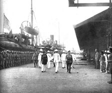 Pour venir combattre sur le front de France; Le 16 mars, a Singapour: revue du... 1916 (1924) Creator: Unknown