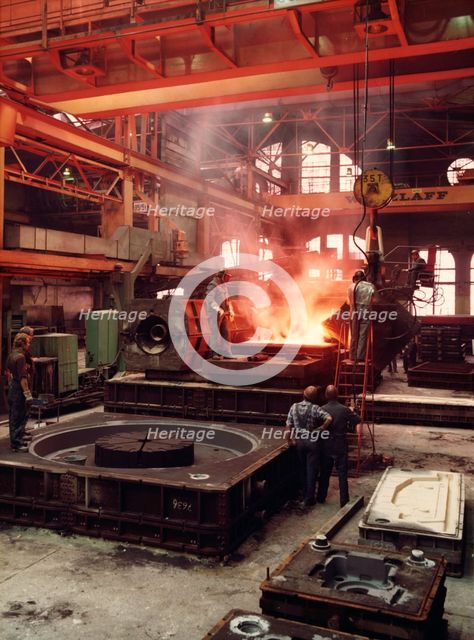Pouring molten steel, Kockums shipyard, Malmö, Sweden, 1981. Creator: Unknown.