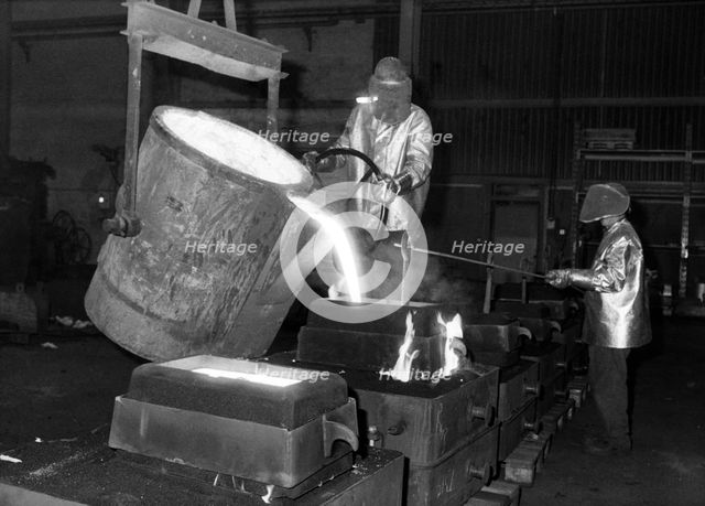 Pouring molten steel, Kockums shipyard, Malmö, Sweden, 1984. Creator: Unknown.
