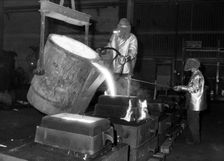 Pouring molten steel, Kockums shipyard, Malmö, Sweden, 1984. Creator: Unknown