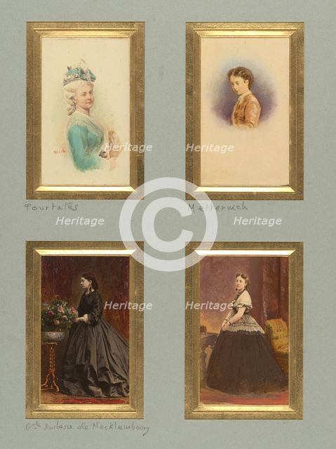 [Pourtalès, Metternich, Grande Duchesse de Mecklemboury, and Unknown Sitter], before 1865. Creator: Pierre-Louis Pierson.